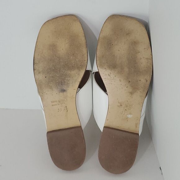 Franco Boschi White Italian Leather Slides Sandals Women's Size 39 - Picture 10 of 11